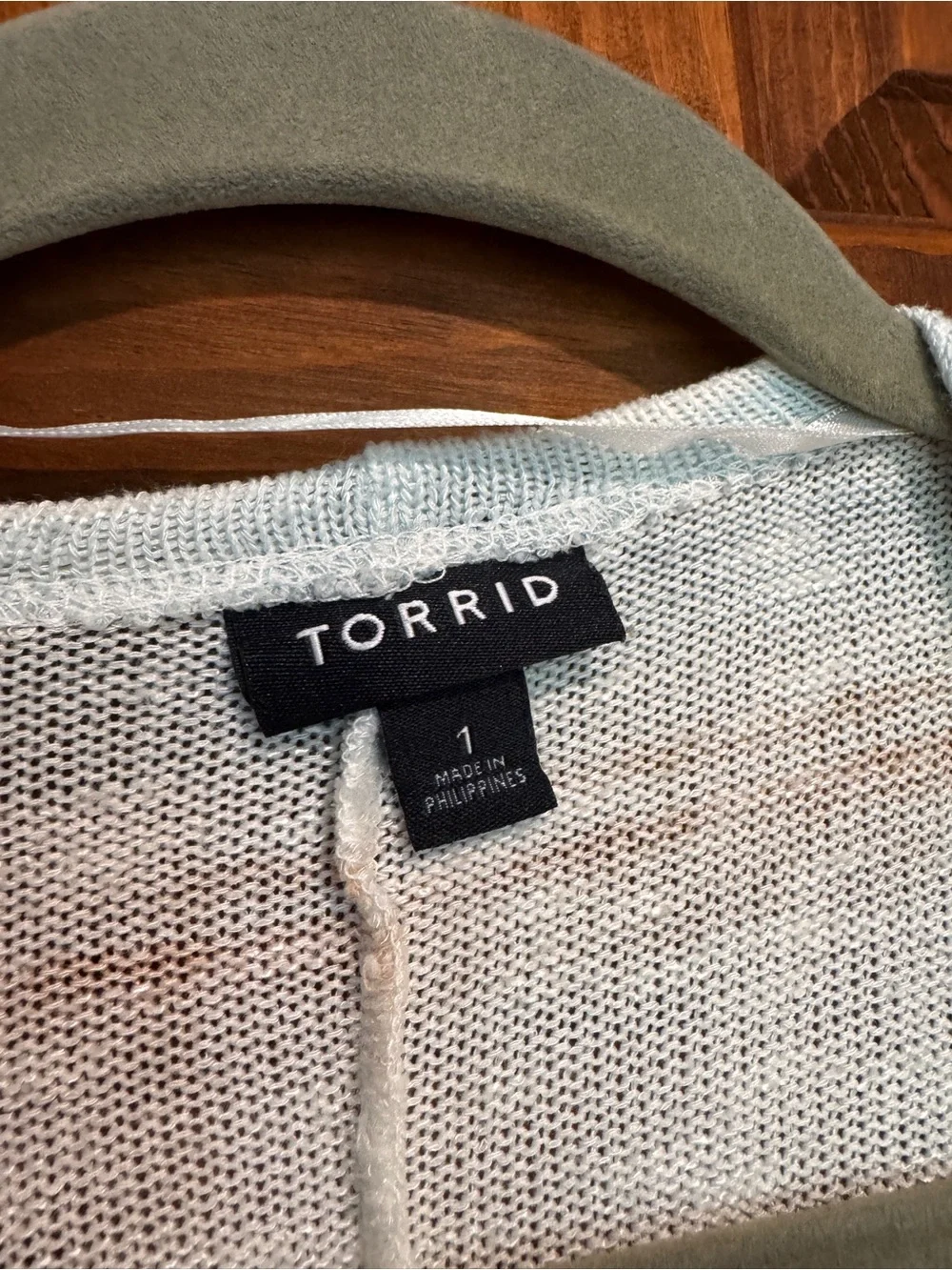 torrid Cream and Light Blue Striped Open Front Cardigan
